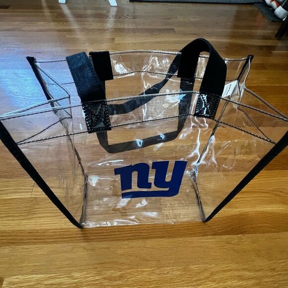 NFL NY Giants Stadium Game Day Clear Tote with Black Trim and Blue Logo - Picture 8 of 8